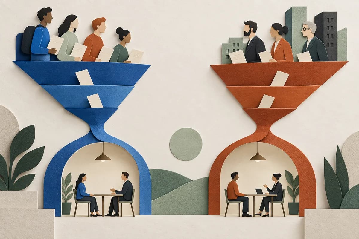 A measured application funnel separates candidate outcomes from employer applicant-tracking data.