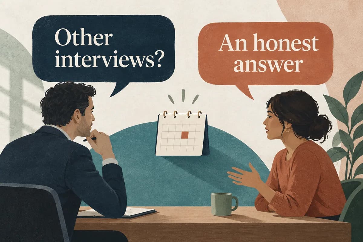 Two speech cards and a calendar represent an honest discussion of other interviews.