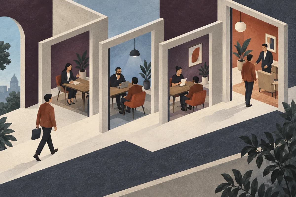 A candidate maps several distinct interview rounds toward an offer without assuming a universal count.