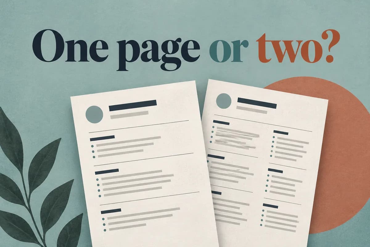 Cover reading 'One page or two?' with two overlapping resume sheets.