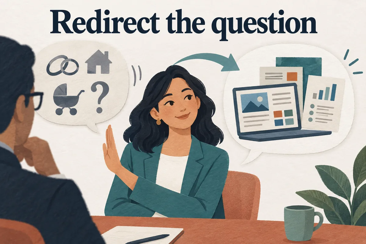 A candidate redirects a personal question toward relevant work evidence.