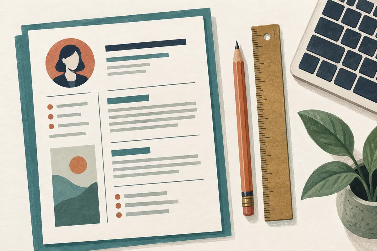 A resume sheet and simple tools represent skills supported by practical ability.