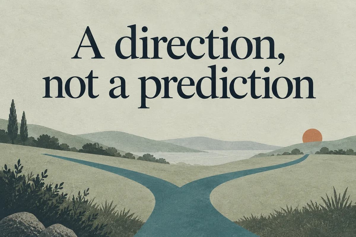 Cover reading 'A direction, not a prediction' above a branching path.